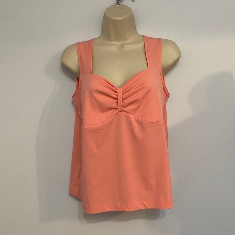 4/$35 Coral Tank Top Stretch Gather at chest Medium